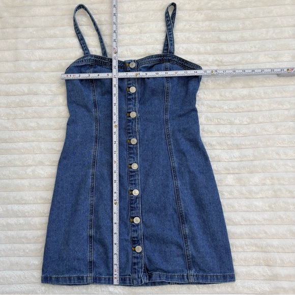 PacSun Denim Button Front Mini Dress Sweetheart Neckline Size Small - Picture 8 of 8